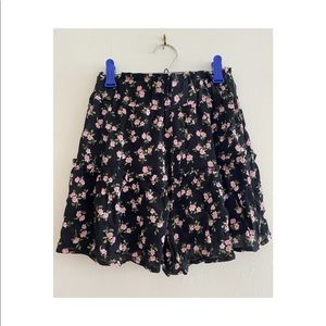 Black & Pink Floral Skort